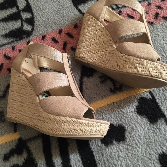 jcpenney Shoes Womens Taupe Wedge Sandal Poshmark